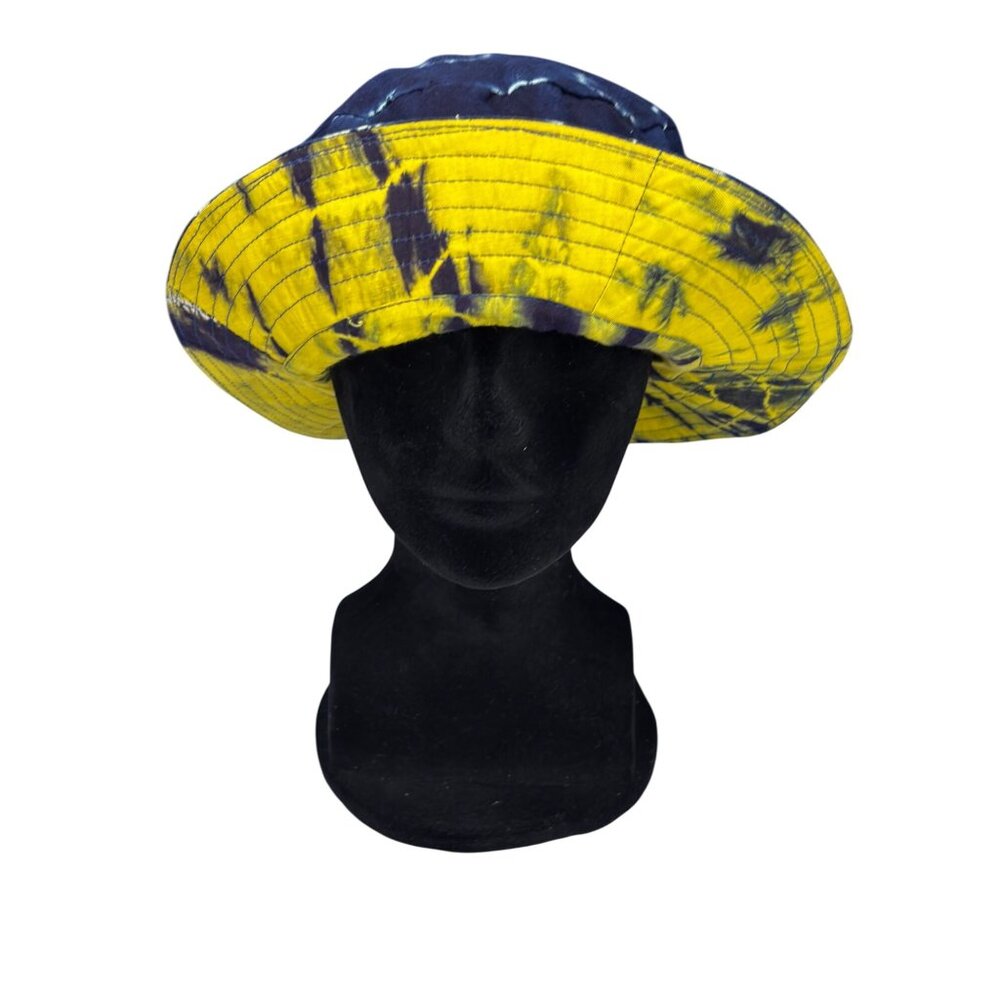 Reversible Tie-Dye Bucket Hat In Blue & Yellow Cotton